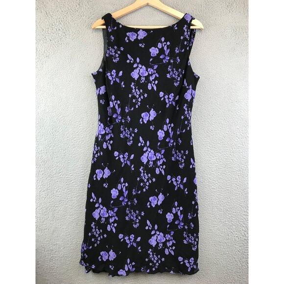 Vintage JONES WEAR  Blue Floral Shift Dress Size 16 Spring Summer Classy Cottage - Picture 1 of 10